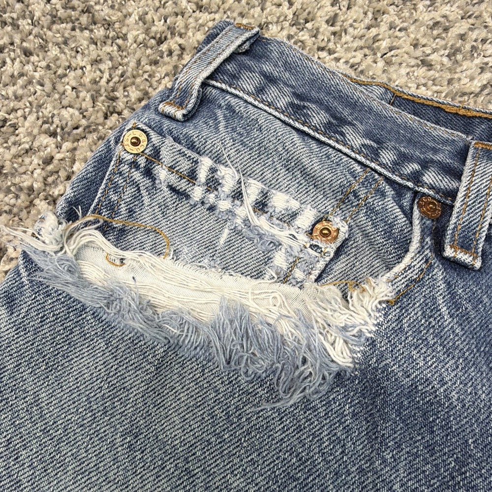 VTG Levi's 505 Jeans 36x32 (Fits 34x30) Blue Made in USA Perfect Fade Distressed - Picture 3 of 11
